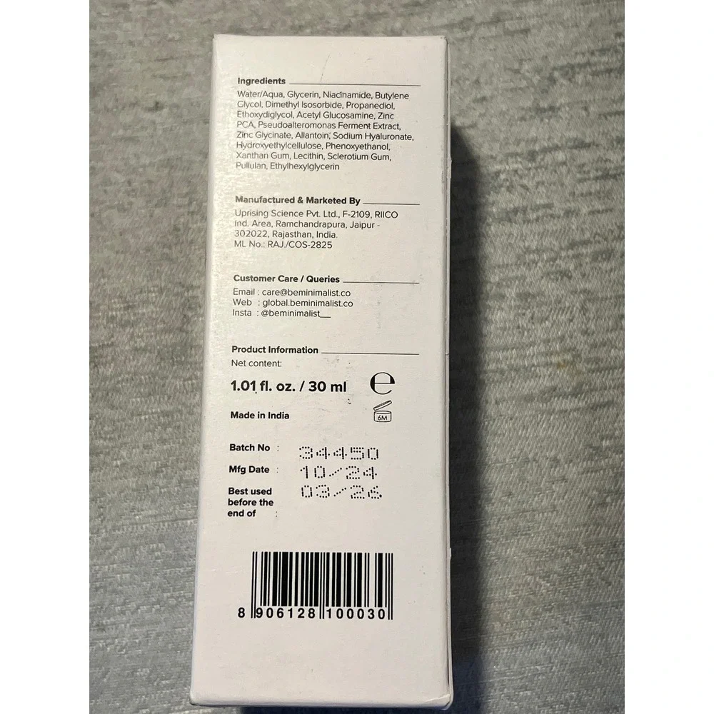 Minimalist 10% Niacinamide Face Serum with Matmarine + Zinc 30ml 1.01 fl oz